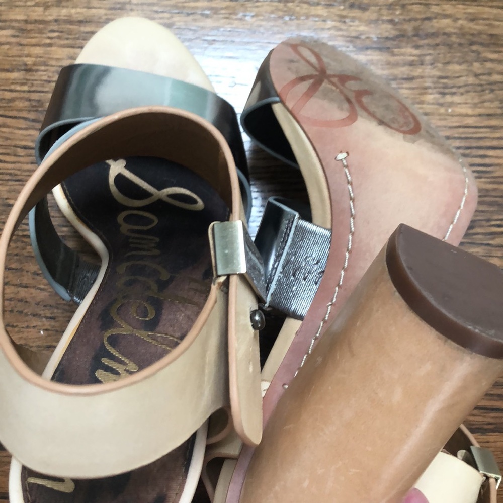 Sam Edelman 71/2 Silver and Light Tan Lthr Heels - Picture 12 of 13